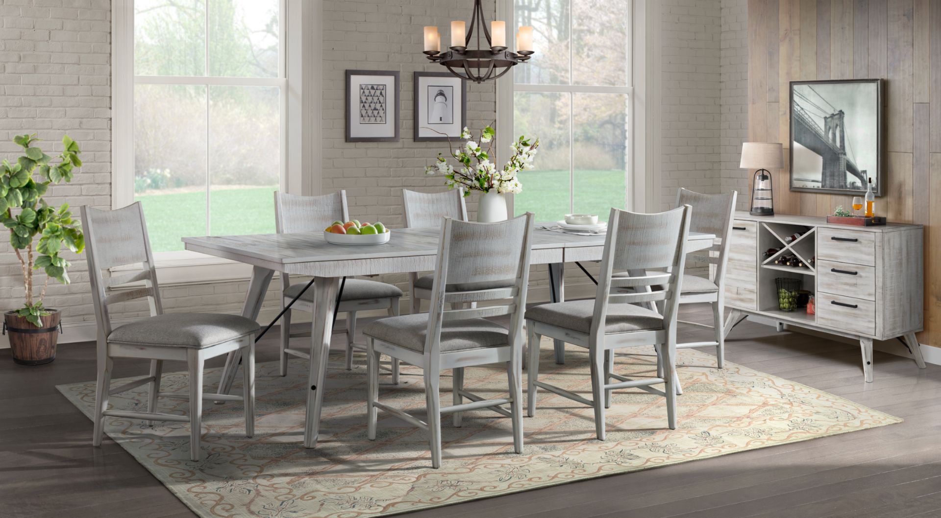 Rustic grey best sale dining table set